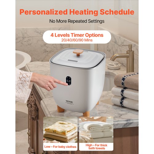 25L Handtuchwärmer Eimer mit LED-Anzeige Timer und Temperatureinstellung grau | EU