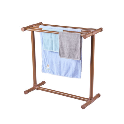 Towel Rack, 5 Bars Outdoor PVC Towel Holder, Floor Standing Pool Towel Hanger Stand with Clips, Bag & Hook, Outdoor Indoor Quilt Drying Rack Organizer, Ideal for Poolside, Bathroom, Spa, Brown