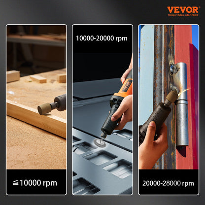 Stempelschleifer, 1/4 Zoll, robuster gerader Stempelschleifer, 30.000 U/min, 6 variable Geschwindigkeiten