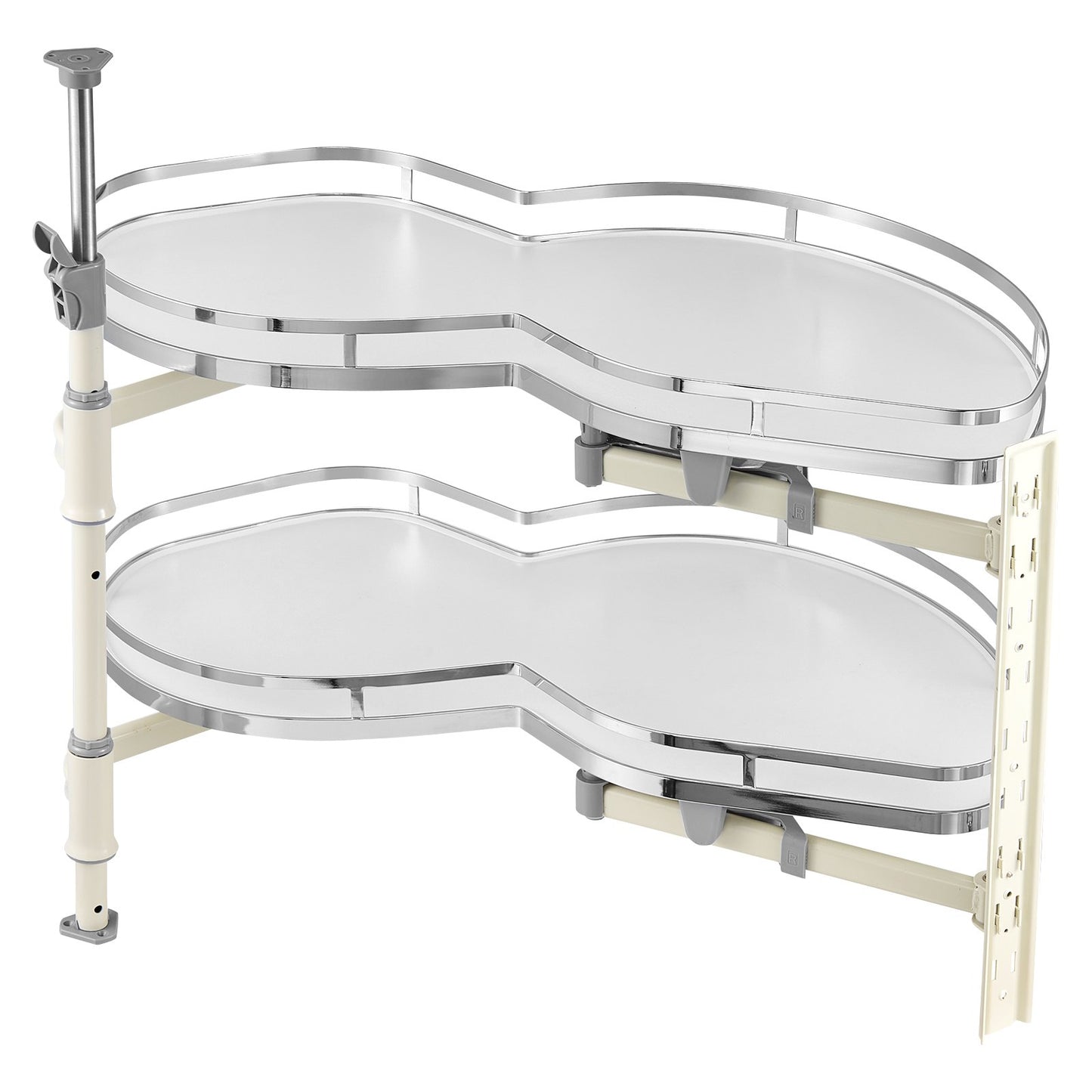 Eckschrank mit 2 Ebenen, Schwingtür rechts, Auszieh-Soft-Close-Organizer