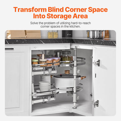 Eckschrank mit 2 Ebenen, Schwingtür links, Auszieh-Organizer mit Soft-Close-Funktion