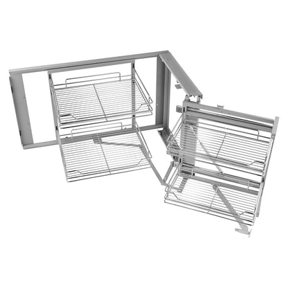 2-stufiger Auszieh-Organizer für blinde Ecken, Chrom, für Küchenschränke