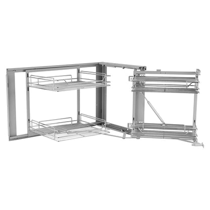 2-stufiger Auszieh-Organizer für blinde Ecken, Chrom, für Küchenschränke