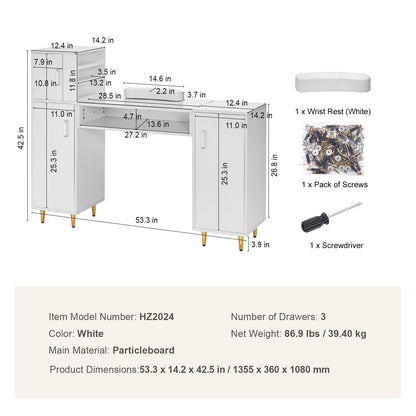 Maniküre-Tisch-Nagel-Schreibtisch-Make-up-Ankleidestation mit Handballenauflage