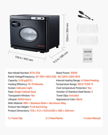 Hot Towel Warmer, 5 gal Large Towel Warmer Cabinet with See Through Window, Clip & Stainless Steel Racks, Holds up 36 Towels, All-Round Heating Cabinet for Spa, Barber, Manicures, Massage, Salon