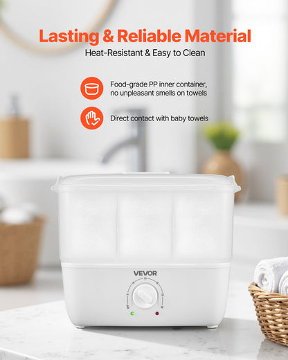 Hot Towel Warmer, 1.1 gal Small Towel Steamer with Clip & Indicator, Holds 12-15 Towels, Portable Facial Warmer Quickly Heats Up in 5 Minutes, for Spa, Barber, Manicures, Massage, Salon, White