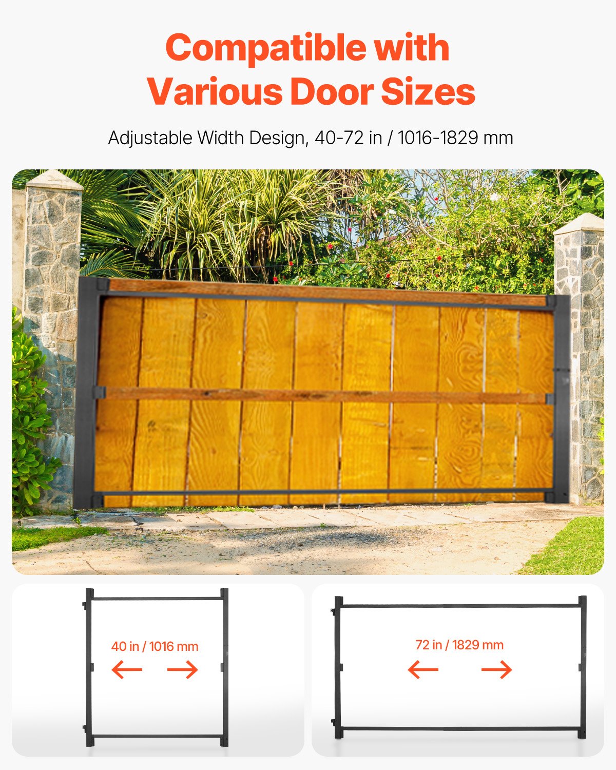 Gate Building Kit, Fits 40 to 72 in Wide Openings, Up from 4 to 5 ft High Fence, Adjustable Gate Building Kit, Anti Sag Full Gate Frame Kit with Latch Lock and Screws, for Wooden Fence, Iron