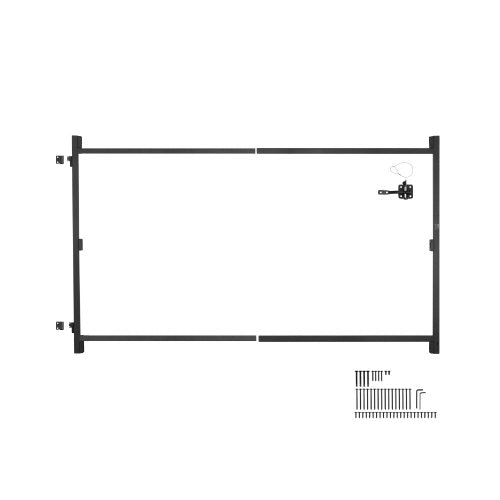 Gate Building Kit, Fits 60 to 96 in Wide Openings, Up from 6 to 7 ft High Fence, Adjustable Gate Building Kit, Anti Sag Full Gate Frame Kit with Latch Lock, Screw, for Wooden Fence, Iron, Black