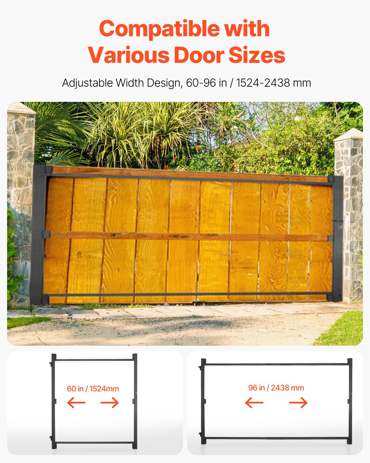 Gate Building Kit, Fits 60 to 96 in Wide Openings, Up from 6 to 7 ft High Fence, Adjustable Gate Building Kit, Anti Sag Full Gate Frame Kit with Latch Lock, Screw, for Wooden Fence, Iron, Black
