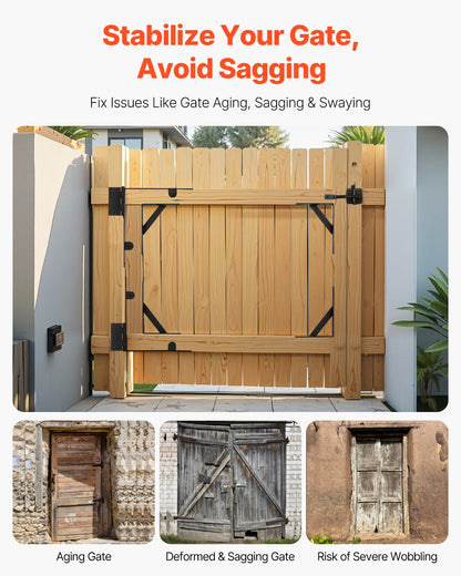 Gate Hörn Brace Bracket Anti Sag Gate Frame Hardware Kit Järn Svart