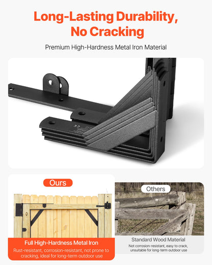 Gate Corner Brace Bracket 2 Set Anti Sag Gate Frame Hardware Kit Svart