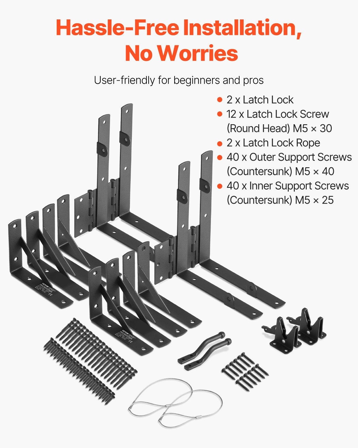 Gate Corner Brace Bracket 2 Set Anti Sag Gate Frame Hardware Kit Svart