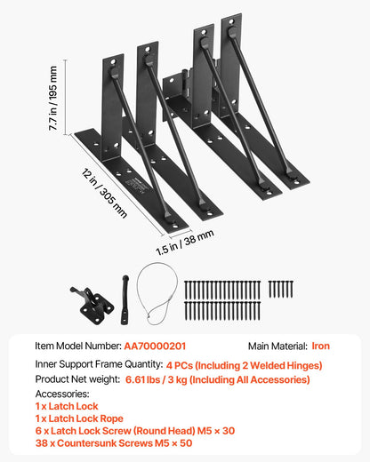 Gate Hörn Brace Bracket Anti Sag Gate Frame Hardware Kit för Stall Gate
