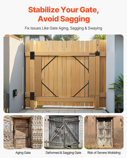 Gate Corner Brace Bracket 2 Set Anti Sag Gate Frame Hardware Kit Järn
