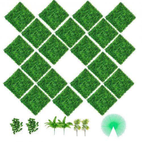 Artificial Boxwood Panels, 20 PCS 20\"x20\" Boxwood Hedge Wall Panels, PE Artificial Grass Backdrop Wall 1.6\", Privacy Hedge Screen for Decoration of Outdoor, Indoor, Garden, Fence, and Backyar