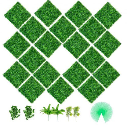 Artificial Boxwood Panels, 20 PCS 20\"x20\" Boxwood Hedge Wall Panels, PE Artificial Grass Backdrop Wall 1.6\", Privacy Hedge Screen for Decoration of Outdoor, Indoor, Garden, Fence, and Backyar