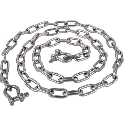 Anchor Chain, 6' x 5/16" 316 Stainless Steel Chain, 3/8" Anchor Chain Shackle, 7120lbs Anchor Lead Chain Breaking Load, 9460lbs Anchor Chain Shackle Breaking Load, Anchor Chain for Small Boats