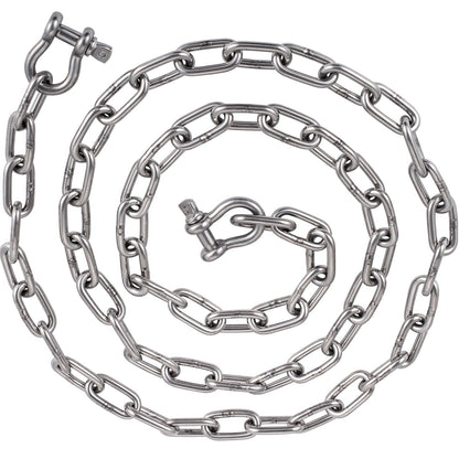 Anchor Chain, 6' x 5/16" 316 Stainless Steel Chain, 3/8" Anchor Chain Shackle, 7120lbs Anchor Lead Chain Breaking Load, 9460lbs Anchor Chain Shackle Breaking Load, Anchor Chain for Small Boats