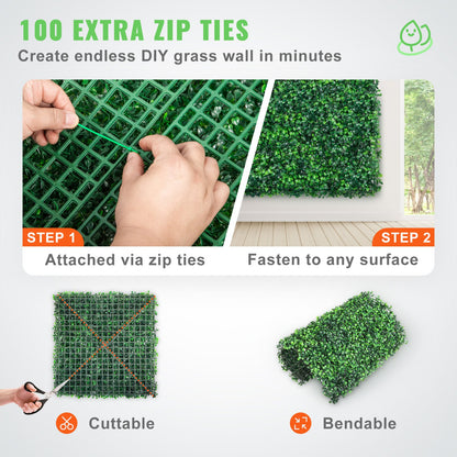 12PCS 20x20inch Artificial Boxwood Panels,Boxwood Hedge Wall Panels,Artificial Grass Backdrop Wall 1.6\",Privacy Hedge Screen UV Protected for Outdoor Indoor Garden Fence Backyard