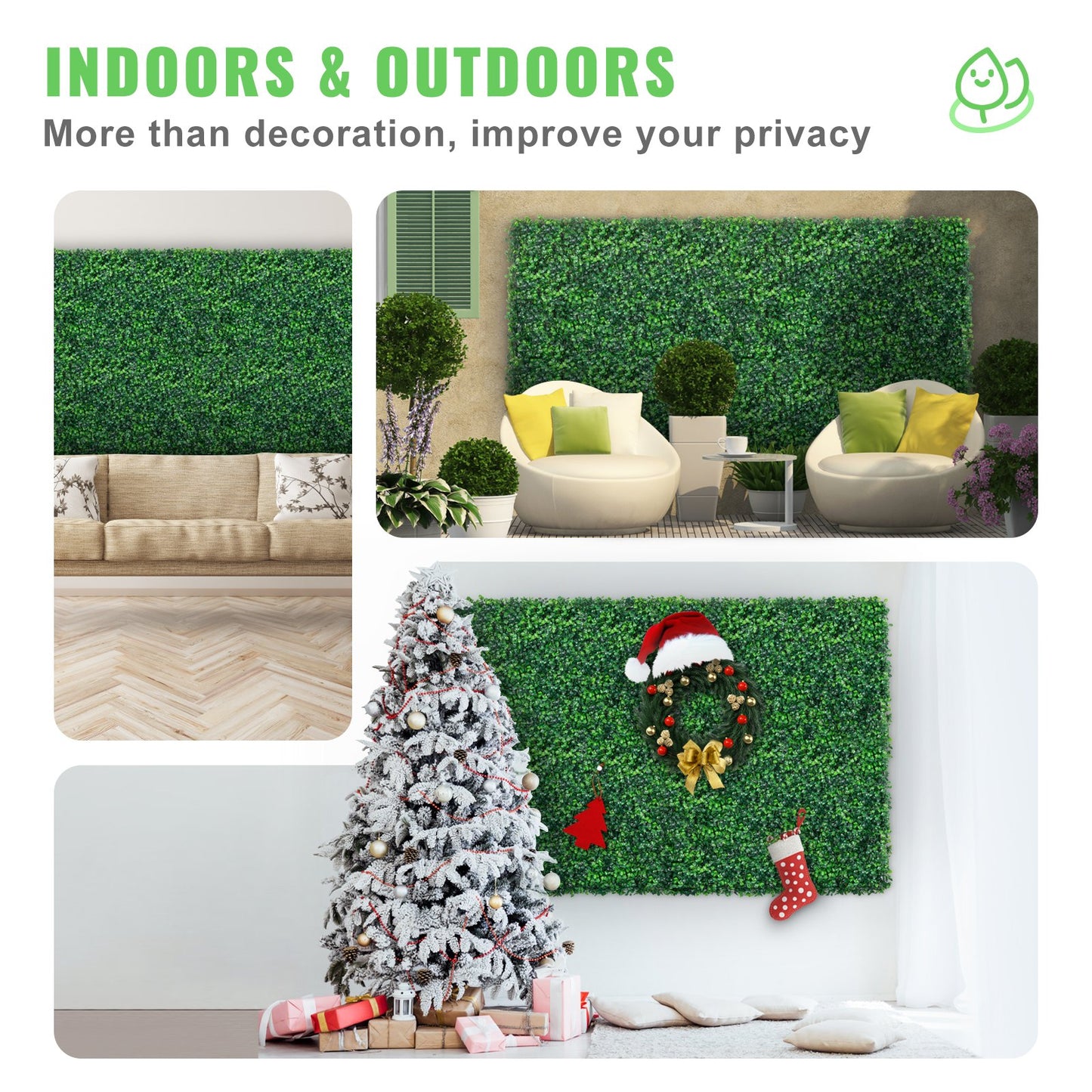 12pcs Artificial Boxwood Panel UV Boxwood Hedge Wall Panels Artificial Grass Background Wall 24X16" 4cm Green Grass Wall Fake Hedge for Decor Privacy Fence Indoor Outdoor Garden Backyard