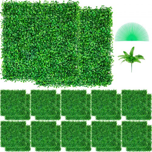 Artificial Boxwood Panel UV 24pcs Boxwood Hedge Wall Panels Artificial Grass Backdrop Wall 10\" X 10\" 4 cm Green Grass Wall, Fake Hedge for Decor Privacy Fence Indoor, Outdoor Garden Backyard