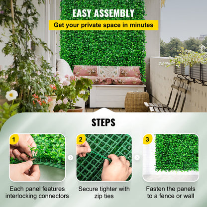 Artificial Boxwood Panel UV 24pcs Boxwood Hedge Wall Panels Artificial Grass Backdrop Wall 10\" X 10\" 4 cm Green Grass Wall, Fake Hedge for Decor Privacy Fence Indoor, Outdoor Garden Backyard