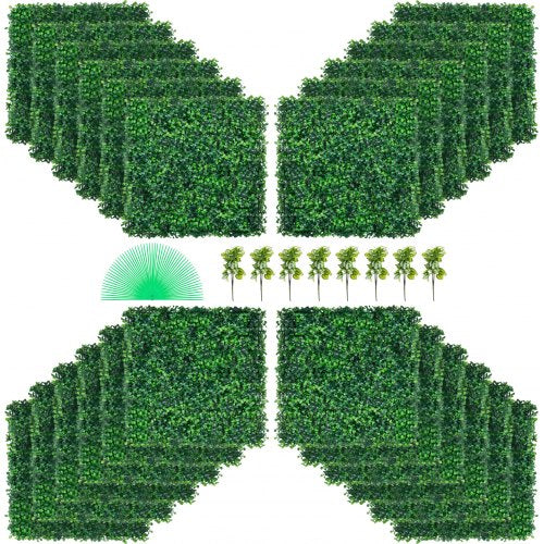 Artificial Boxwood Panel UV 24pcs Boxwood Hedge Wall Panels Artificial Grass Backdrop Wall 20\" X 20\" 4 cm Green Grass Wall Fake Hedge for Decor Privacy Fence Indoor Outdoor Garden Backyard