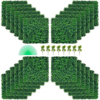 Artificial Boxwood Panel UV 24pcs Boxwood Hedge Wall Panels Artificial Grass Backdrop Wall 20\" X 20\" 4 cm Green Grass Wall Fake Hedge for Decor Privacy Fence Indoor Outdoor Garden Backyard
