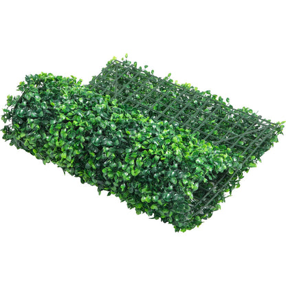 Konstgjord Buxbom Panel 24" X 16" UV 24st Buxbom Hedge Väggpaneler Konstgräs Bakgrundsvägg 4 cm Grönt gräs vägg, falsk häck för inredning Sekretess staket inomhus, utomhus trädgård bakgård