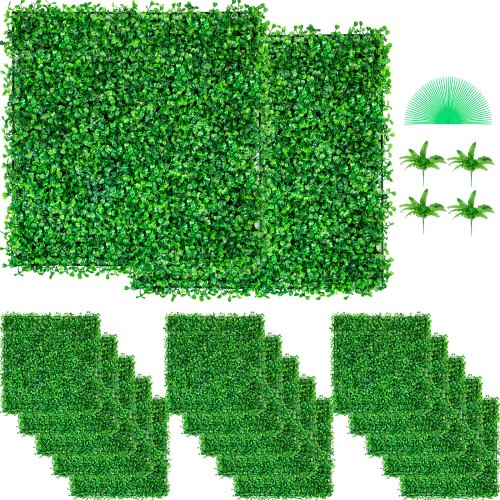Artificial Boxwood Panel UV 48pcs Boxwood Hedge Wall Panels Artificial Grass Backdrop Wall 10X10\" 4cm Green Grass Wall Fake Hedge for Decor Privacy Fence Indoor Outdoor Garden Backyard