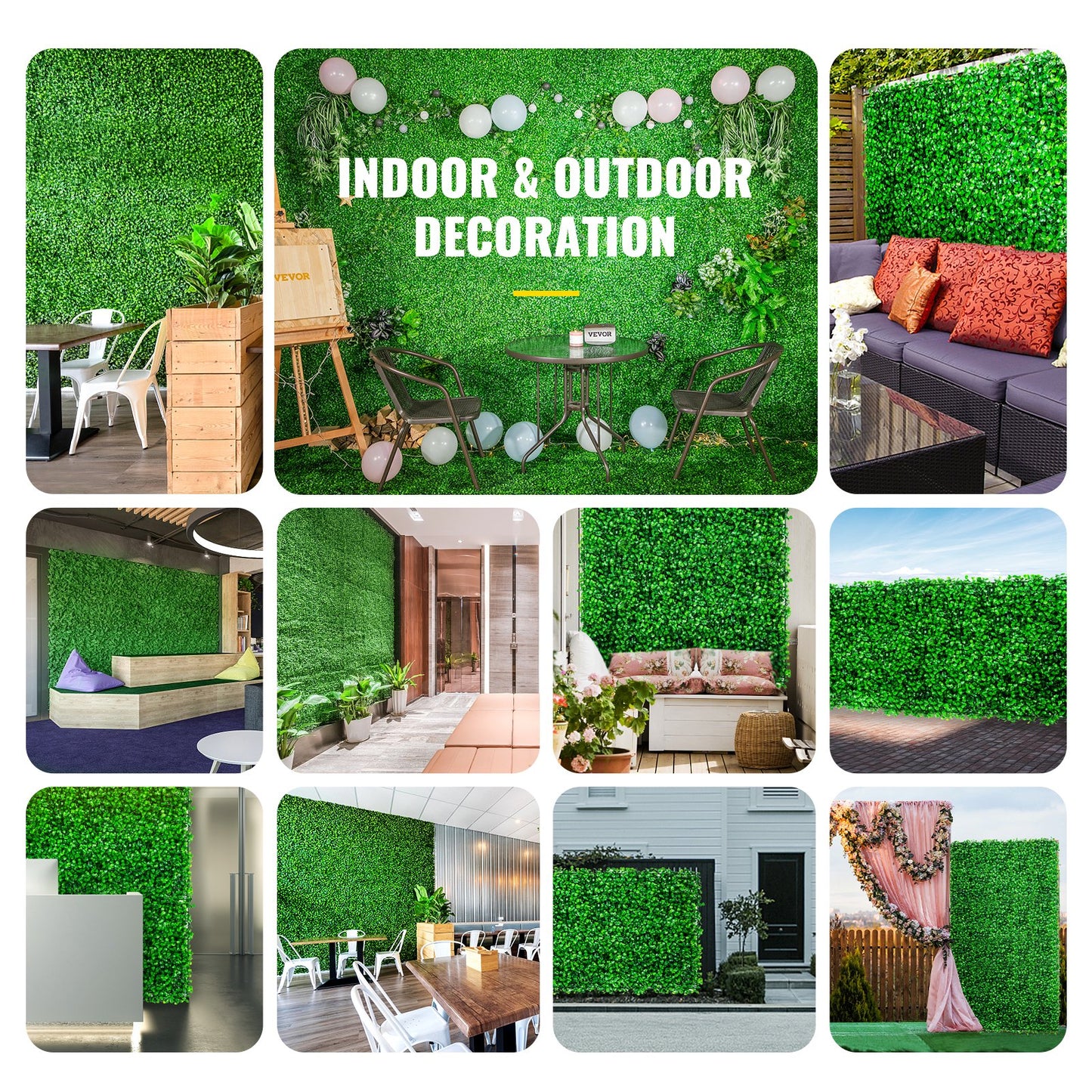 Artificial Boxwood Panel UV 8pcs Boxwood Hedge Wall Panels Artificial Grass Background Wall 24X16" 4cm Green Grass Wall, Fake Hedge for Decor Privacy Fence Indoor Outdoor Garden Backyard