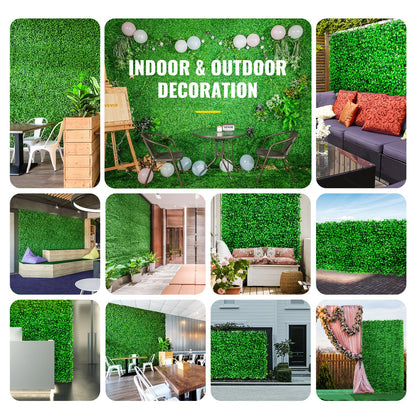 Artificial Boxwood Panel UV 8pcs Boxwood Hedge Wall Panels Artificial Grass Background Wall 24X16" 4cm Green Grass Wall, Fake Hedge for Decor Privacy Fence Indoor Outdoor Garden Backyard