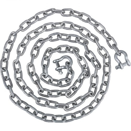 Anchor Chain, 20' x 5/16" Galvanized Steel Chain, 3/8" Anchor Chain Shackle, 11650lbs Anchor Lead Chain Breaking Load, 9460lbs Anchor Chain Shackle Breaking Load, Anchor Chain for Boats
