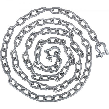 Anchor Chain, 20' x 5/16" Galvanized Steel Chain, 3/8" Anchor Chain Shackle, 11650lbs Anchor Lead Chain Breaking Load, 9460lbs Anchor Chain Shackle Breaking Load, Anchor Chain for Boats