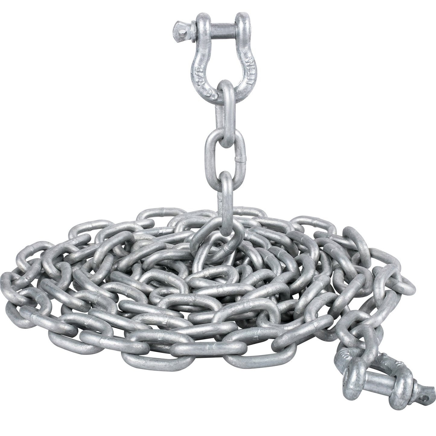 Anchor Chain, 20' x 5/16" Galvanized Steel Chain, 3/8" Anchor Chain Shackle, 11650lbs Anchor Lead Chain Breaking Load, 9460lbs Anchor Chain Shackle Breaking Load, Anchor Chain for Boats