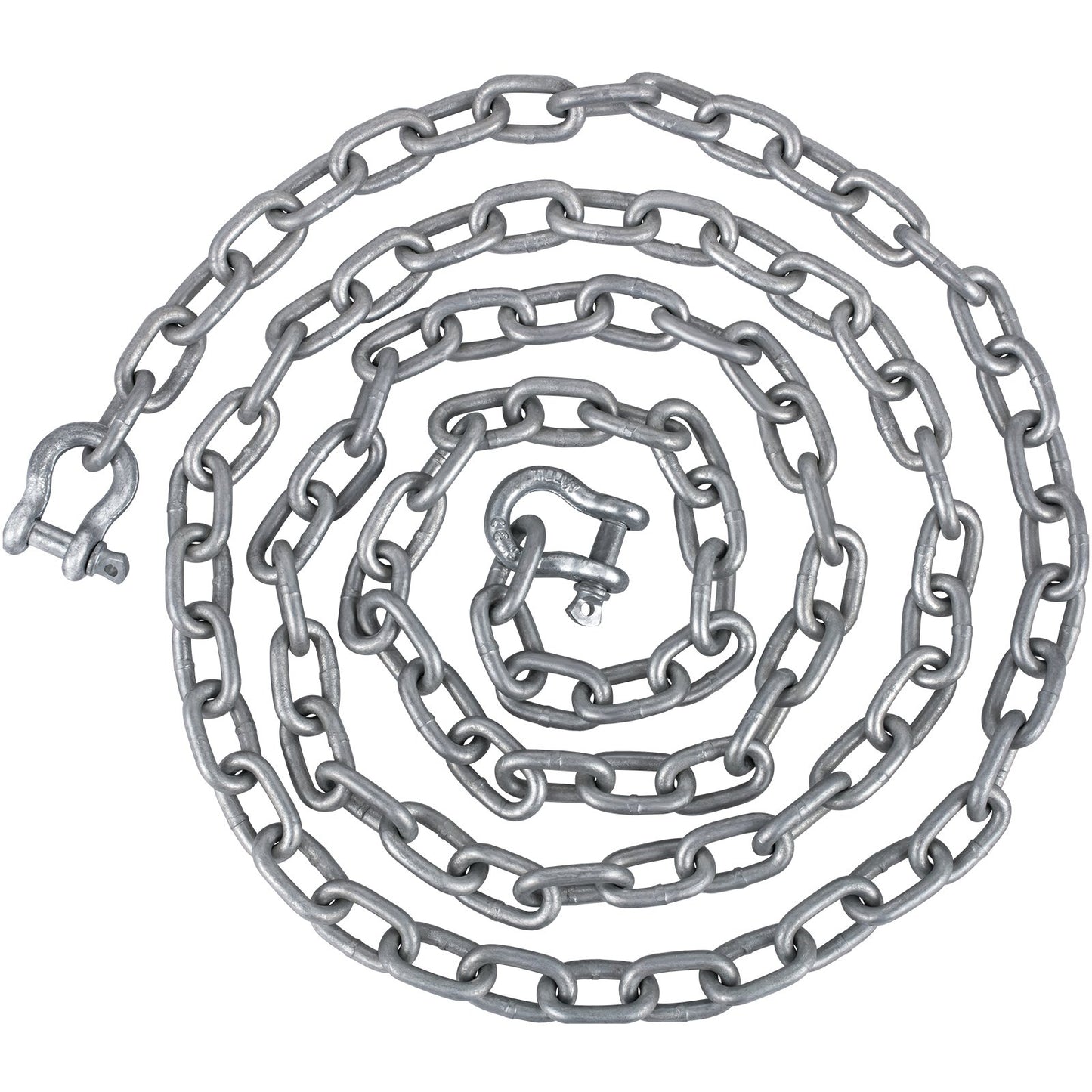 Anchor Chain, 20' x 5/16" Galvanized Steel Chain, 3/8" Anchor Chain Shackle, 11650lbs Anchor Lead Chain Breaking Load, 9460lbs Anchor Chain Shackle Breaking Load, Anchor Chain for Boats