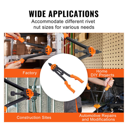 Rivet Mutter Tool, 16” Rivnut Tool Kit med 13PCS metriska och SAE dorn, 186PCS Nit Mutter, M3, M4, 10-24, M5, M6, 1/4-20, 8-32, 5/16-18, M8, 3/101, M-1, M-1, M3, M4, 10-24 Bärväska