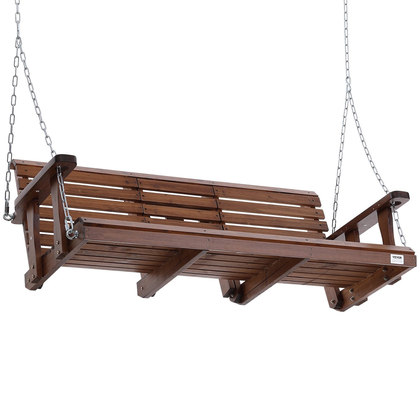 Wooden Porch Swing 5ft, Patio Swing for Yard and Garden, Upgraded 880lbs Strong Load Capacity, Heavy Duty Rocking Chair Bench with Hanging Chains for Outdoor Use, Brown