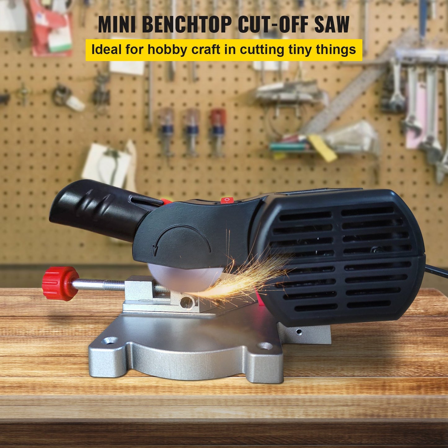 Mini Miter Cut-off Chop Saw, Two 2-5/16\" Blade of Steel and Resin with 1/2inch Cutting Depth, 0-45° Benchtop Miter Saw for Copper, Aluminum, Wood, Zinc in Hobby Craft