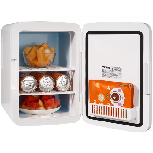 Mini Fridge,10L/12 Can Luxury Skin Care Refrigerator, Small Beverage Fridges for Bedroom Office Dorm Car Travel, AC/DC Cooler & Heat for Foods, Drink, Breast Milk Storage & Chill, White