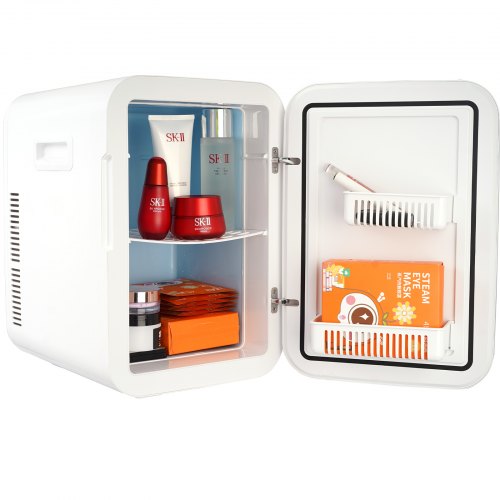 Mini Fridge, 20L Skincare Fridges with Temper Control Touch Screen, Portable Small Beverage Refrigerator for Bedroom Office Car Dorm, AC/DC Cool Warmer for Cosmetic Drink Milk, White