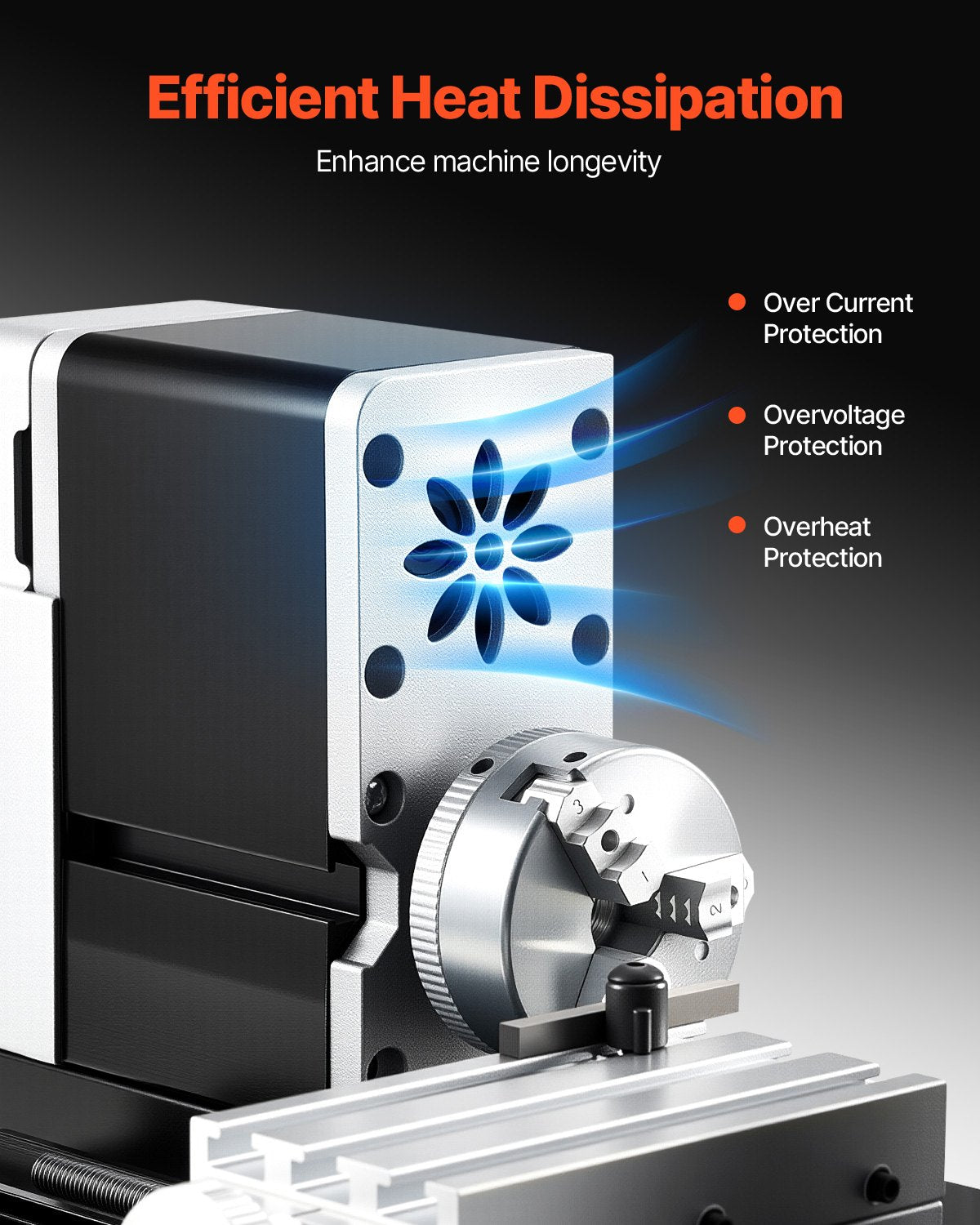 Didactical Mini Metal Lathe Machine, 2.76 x 5.12 in, 36W Power Metal Lathe, 20,000 RPM Speed, with 3-jaw Chuck, Aluminum Alloy Handwheel, for Processing Precision Parts Soft Metals Wood Plastics