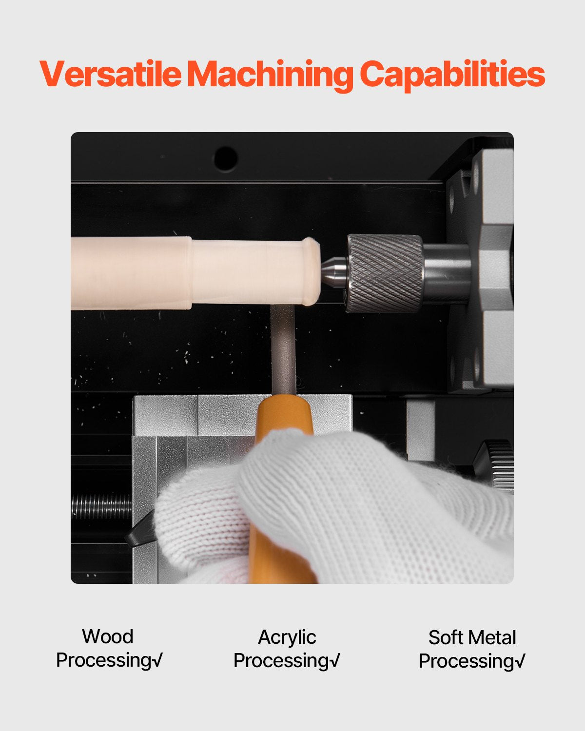 Didactical Mini Metal Lathe Machine, 2.76 x 5.12 in, 36W Power Metal Lathe, 20,000 RPM Speed, with 3-jaw Chuck, Aluminum Alloy Handwheel, for Processing Precision Parts Soft Metals Wood Plastics