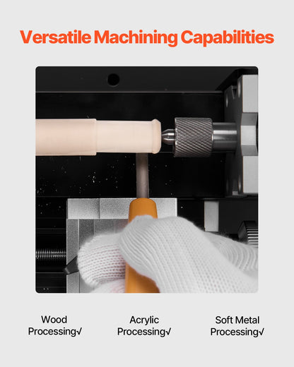 Didactical Mini Metal Lathe Machine, 2.76 x 5.12 in, 36W Power Metal Lathe, 20,000 RPM Speed, with 3-jaw Chuck, Aluminum Alloy Handwheel, for Processing Precision Parts Soft Metals Wood Plastics