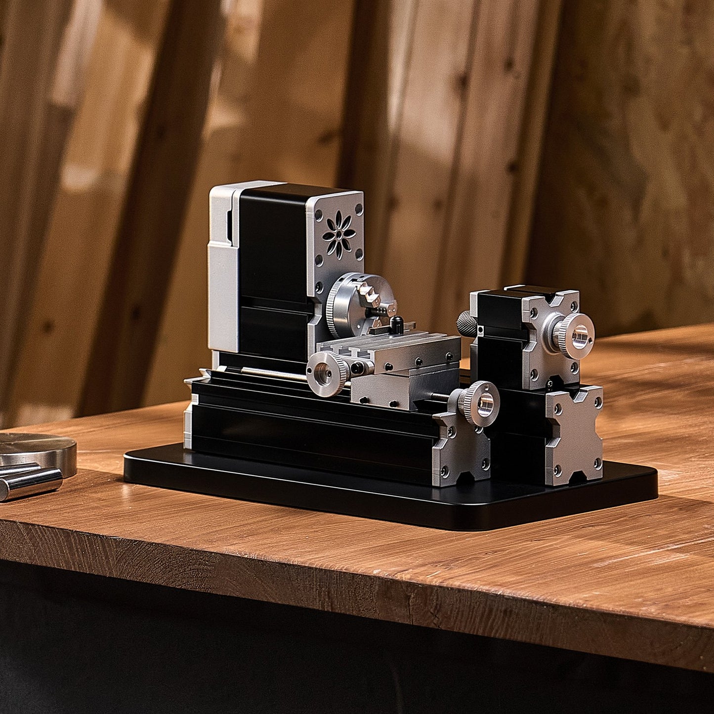 Didactical Mini Metal Lathe Machine, 2.76 x 5.12 in, 36W Power Metal Lathe, 20,000 RPM Speed, with 3-jaw Chuck, Aluminum Alloy Handwheel, for Processing Precision Parts Soft Metals Wood Plastics