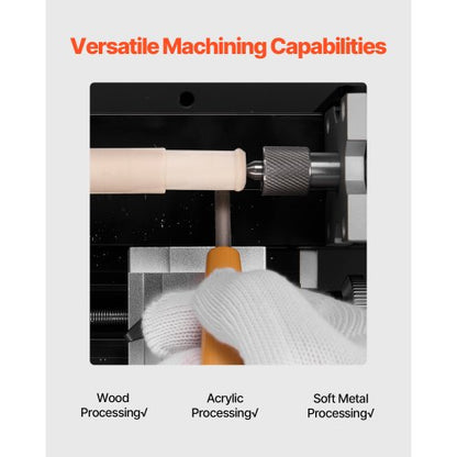 Mini-Metalldrehmaschine 2,76 x 5,12 Zoll Power-Metalldrehmaschine 20.000 U/min 36 W | EU