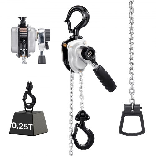 Manual Lever Chain Hoist, 1/4T 550LBS Capacity Heavy Duty Come Along, 10FT Lift G80 Alloy Steel Chain With Dual Pawl Mechanical Brake,360°Rotating Hooks, for Warehouse Construction Garage