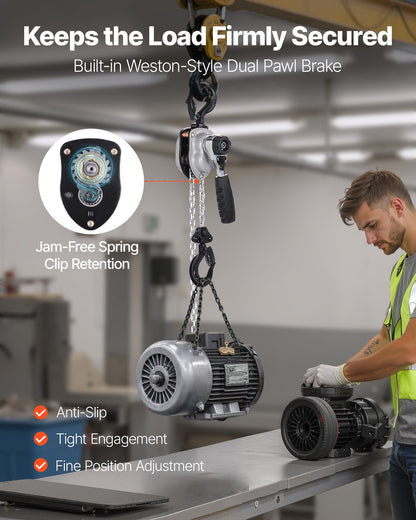 Manual Lever Chain Hoist, 1/4T 550LBS Capacity Heavy Duty Come Along, 10FT Lift G80 Alloy Steel Chain With Dual Pawl Mechanical Brake,360°Rotating Hooks, for Warehouse Construction Garage