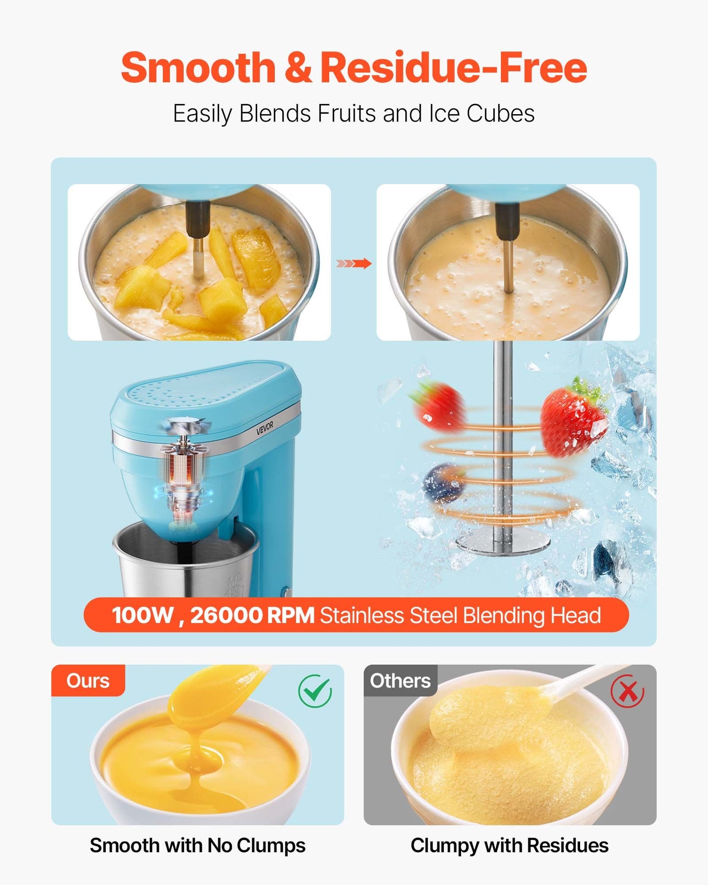 Milkshake Maker, 100W Milk Shake Maker Mixer, Single Head Drink Mixer Blender Machine, Dual-Speed Adjustment Milkshake Blender with Stainless Steel Cup, for Home, Kitchen, Bar & Beverage Shop