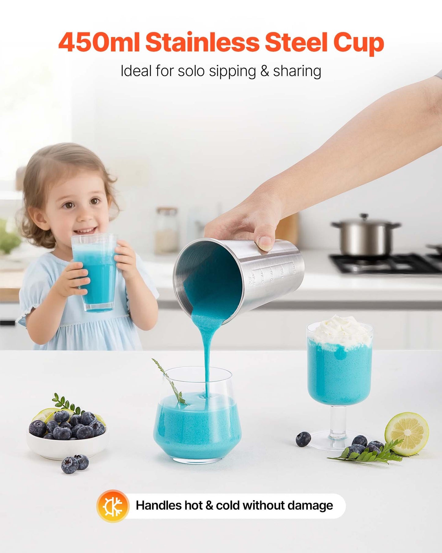 Milkshake Maker, 100W Milk Shake Maker Mixer, Single Head Drink Mixer Blender Machine, Dual-Speed Adjustment Milkshake Blender with Stainless Steel Cup, for Home, Kitchen, Bar & Beverage Shop